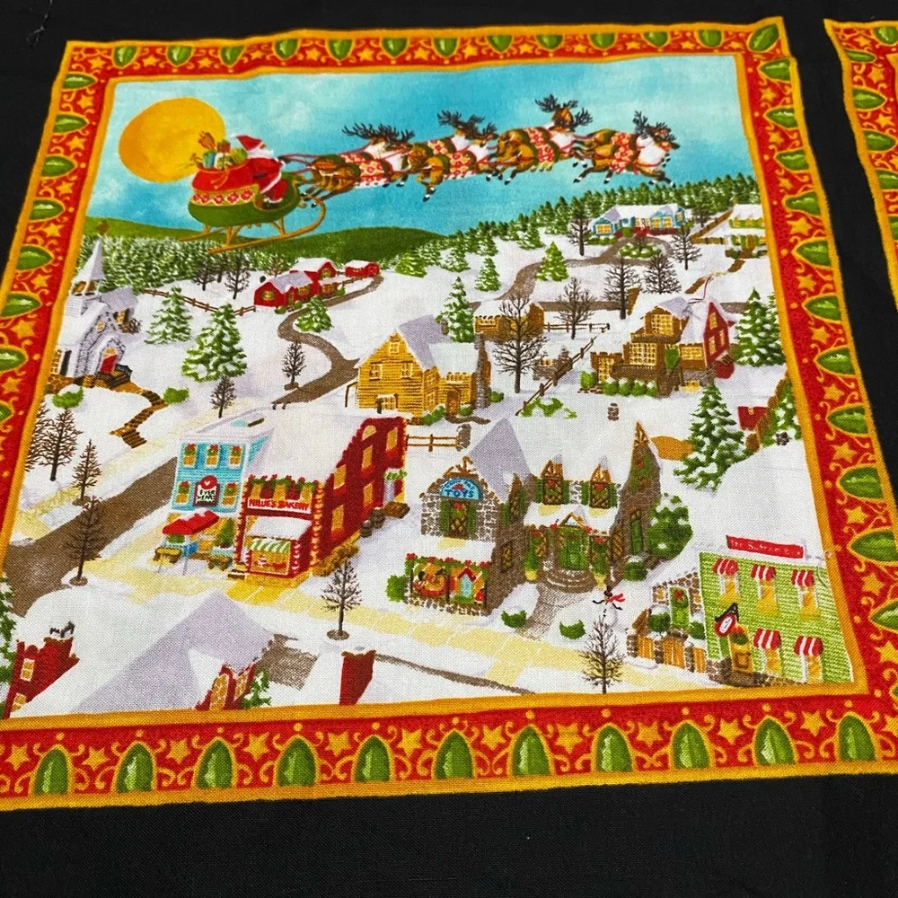 Holiday Christmas Panel by Moda Fabric - Festive Red & Green Scenic Print